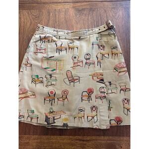 Anthropology Postmark Cotton mid century furniture wrap skirt size 10